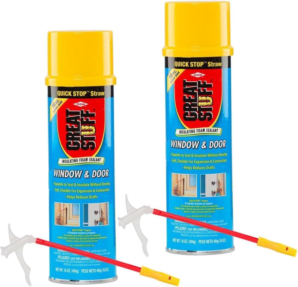 GREAT STUFF Window and Door Insulating Foam Sealant with Quick Stop Straw, 16 Ounce, 2-Pack