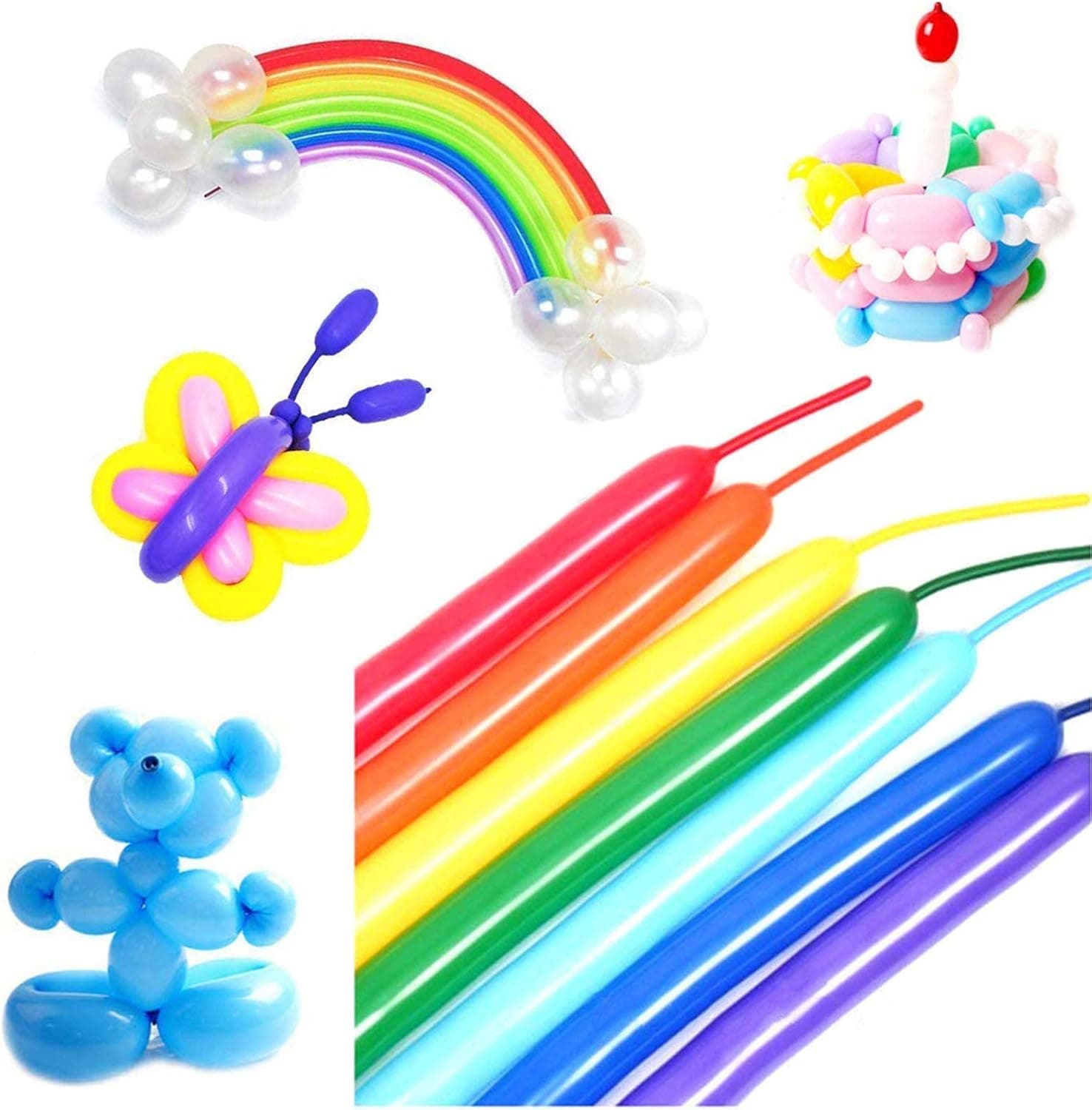 Latex Twisting Balloons, 100PCS Animal Magic Long Balloons Assorted Color for Animal Shape Party, Clowns, Wedding Decoration Party Supplies (100 Pack)