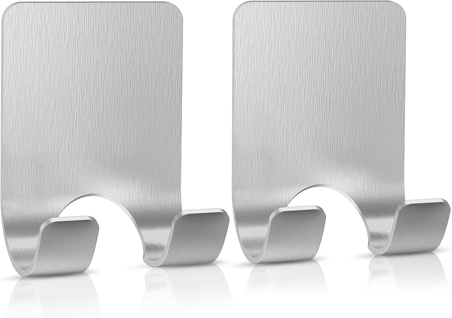VIS'V Adhesive Razor Hooks, Silver Self Adhesive Razor Holder Shower Waterproof Shaver Hook Hanger Stand Heavy Duty Stainless Steel Bathroom Kitchen Sticky Hooks for Razor Towel Loofah Plug - 2 Pcs