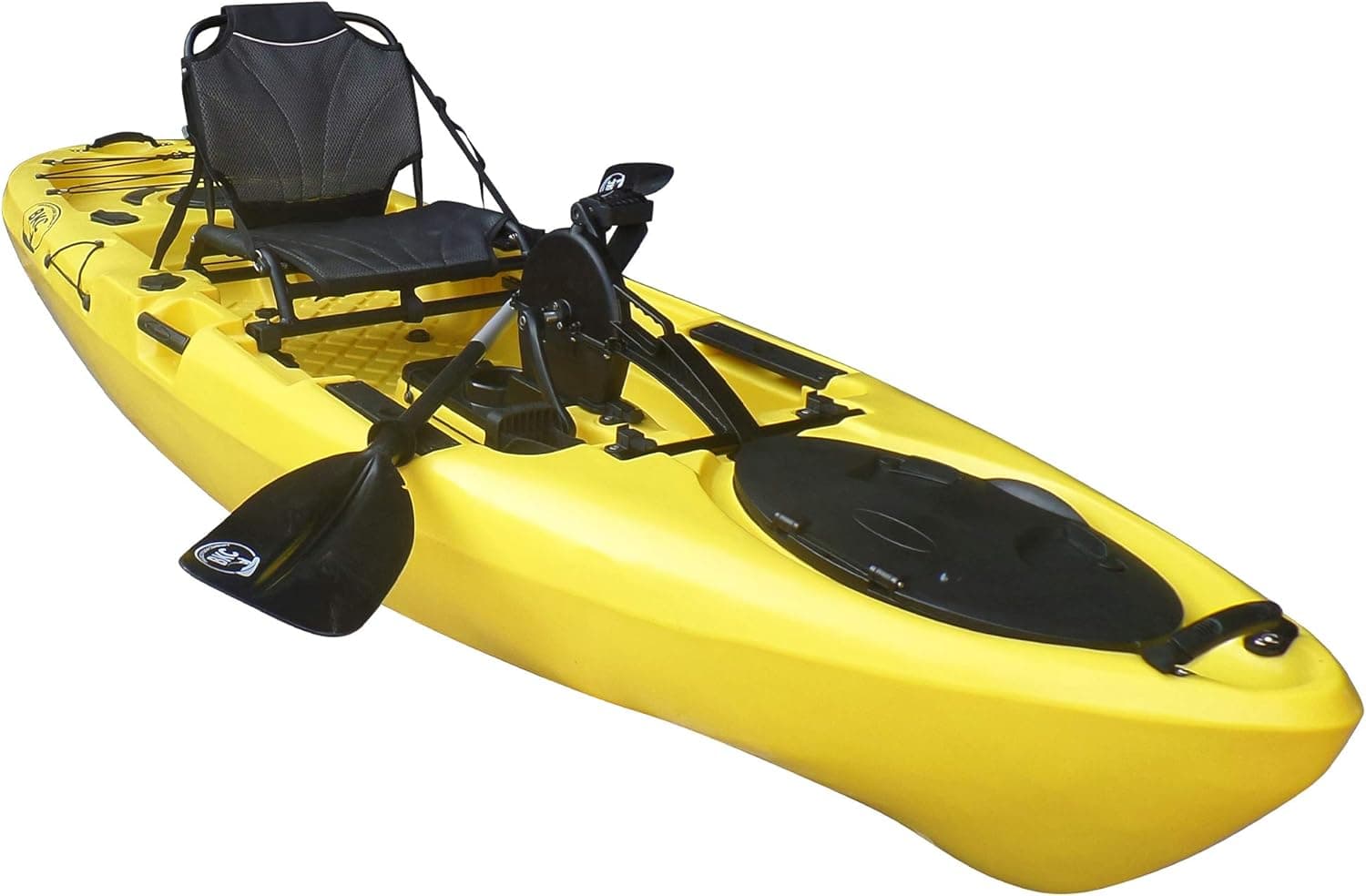 BKC PK11 Angler 10.5-Foot Sit On Top Solo Fishing Kayak w/Instant Reverse Pedal Drive, Hand Control Rudder, Paddle, and Upright Seat