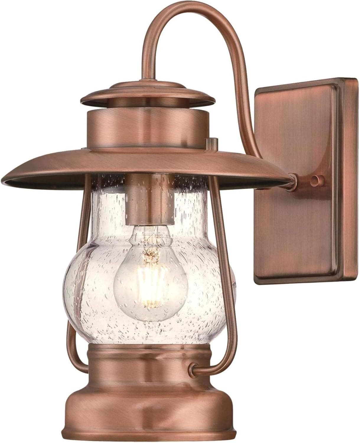 Westinghouse Lighting 6373100 Santa Fe One-Light Outdoor Wall Lantern, Washed Copper Finish with Clear Seeded Glass Porch Light