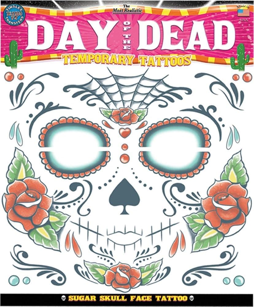 Sugar Skull Face Temporary Tattoo