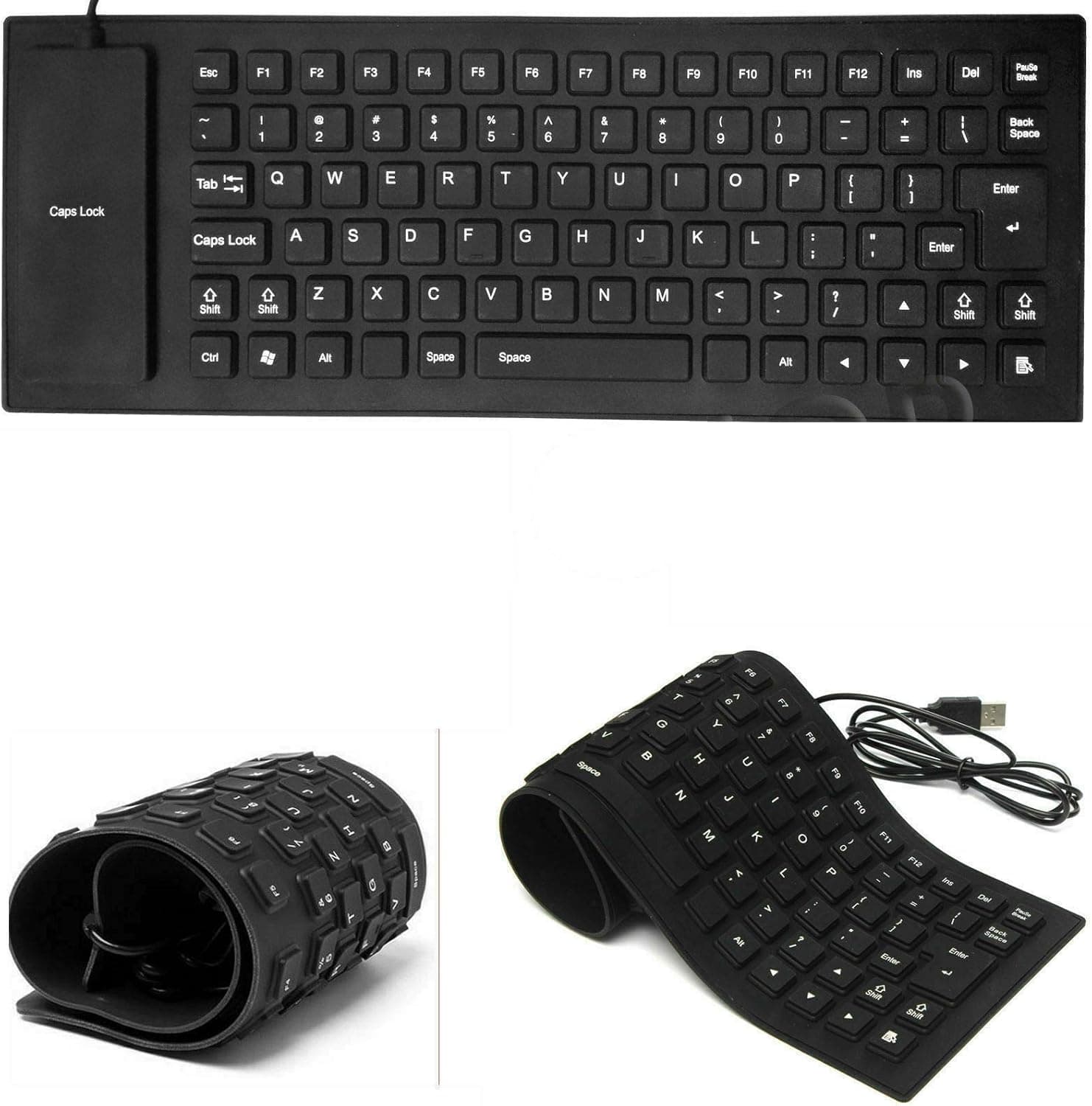 JX2 Silicone Flexible Soft Roll-up Waterproof Portable USB Wired Keyboard for PC Notebook Laptop
