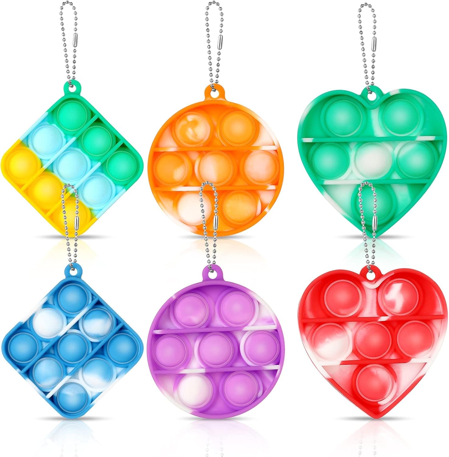 Pop Fidget Toys 6pcs Its Party Favors,Easter Egg Fillers Easter Basket Stuffer Mini Popper Fidget Keychain Goodie Bag Stuffer,Anxiety Stress Relief Party Supplie Return Gifts Classroom Prize for Kids
