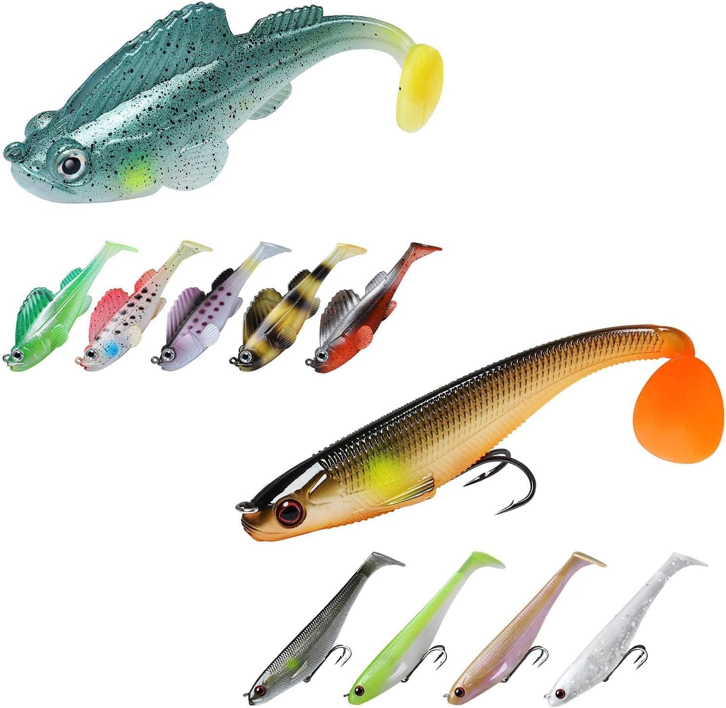 TRUSCEND Fishing Lures for Bass Trout Paddle Tail Swimbaits Soft Fishing Baits Freshwater Saltwater