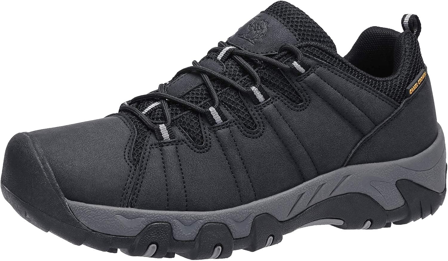 CAMEL CROWN Men's Hiking Shoes Low Cut Waterproof Hiker Backpacking Boot for Men Outdoor Sneaker Black US 7