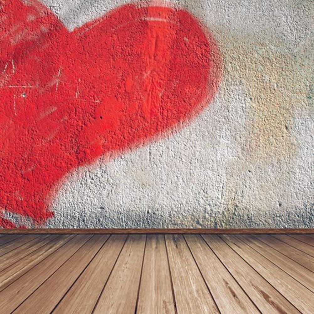 Yelewen 5x7ft Valentine's Day White Wall & Wood Floor Thin Vinyl Customized Digital Printed Photography Backdrop Prop Photo Background