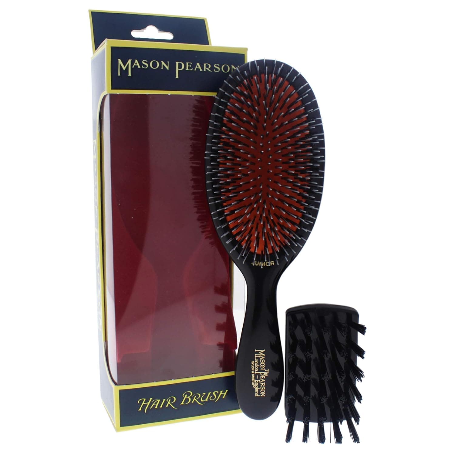 Mason Pearson Junior Mixture Bristle and Nylon Bn2 Dark Ruby for Unisex Hair Brus, 2 Count