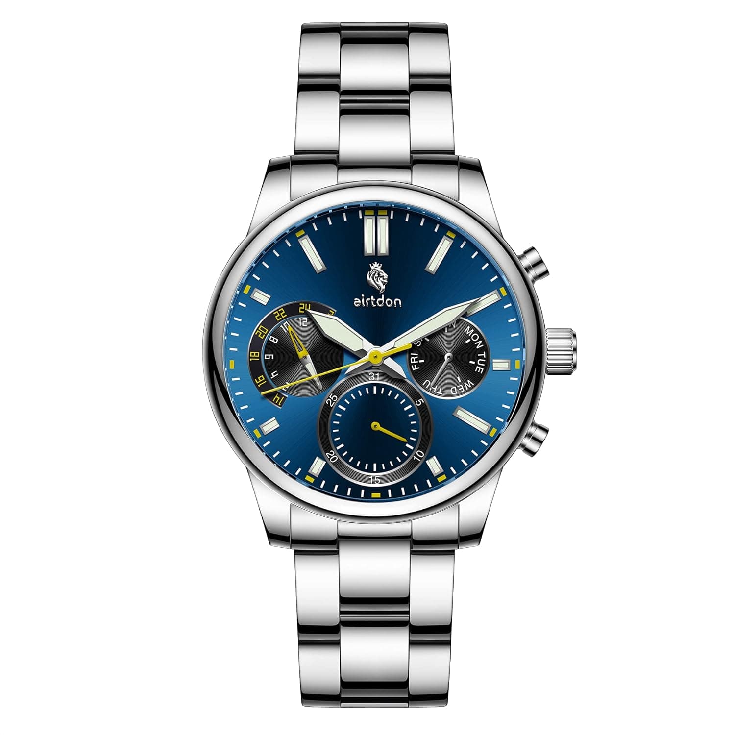 Airtdon Mens Watches Stainless Steel Japanese-Quartz Water Proof 5ATM Diving Casual Business Sport Watch for Men(Gl-0156)