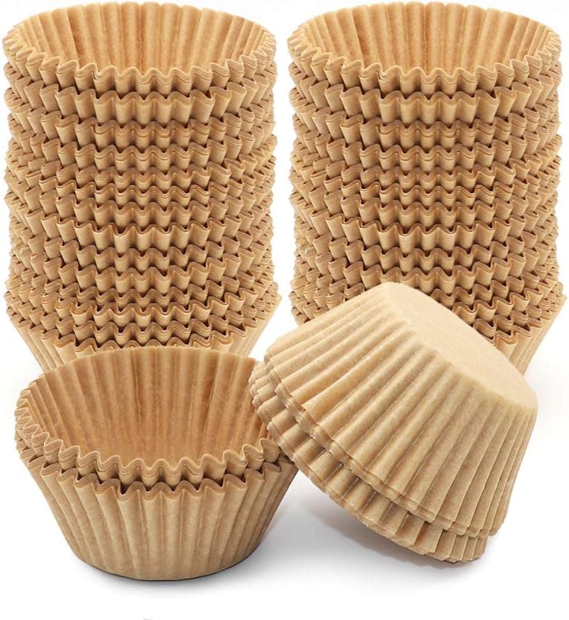 400Pcs Cupcake Liners Unbleached Muffin Liners Greaseproof Paper Baking Cups Natural Paper Cupcake Liners Standard Size Cup for Baking Muffin and Cupcake, Natural Color