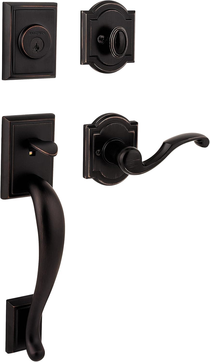 Baldwin Prestige Pistoria Single Cylinder Handleset with Madrina Lever featuring SmartKey® in Venetian Bronze
