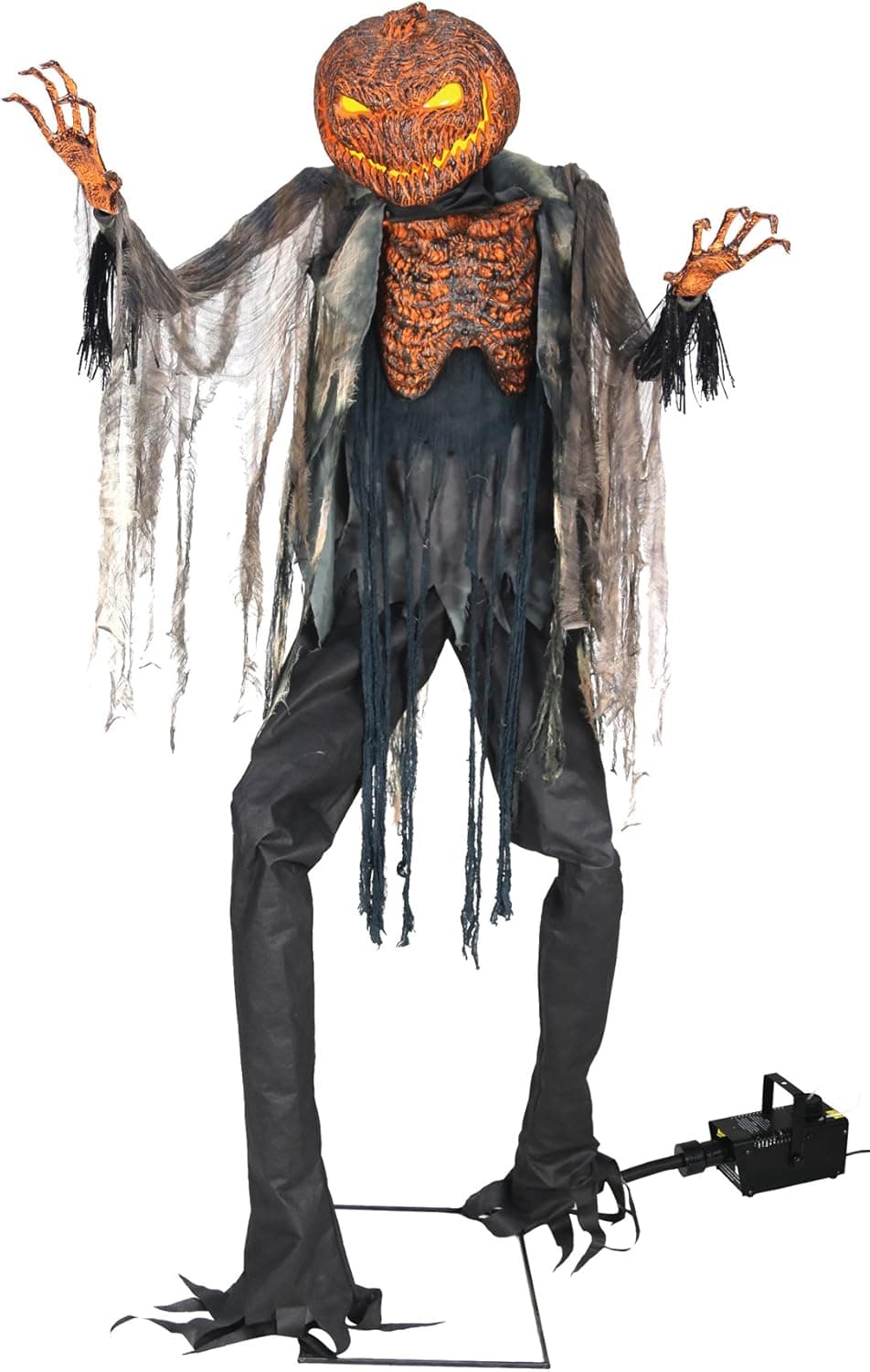 UHC Scary Scorched Scarecrow w/ Fog Machine Animated Decoration Halloween Prop