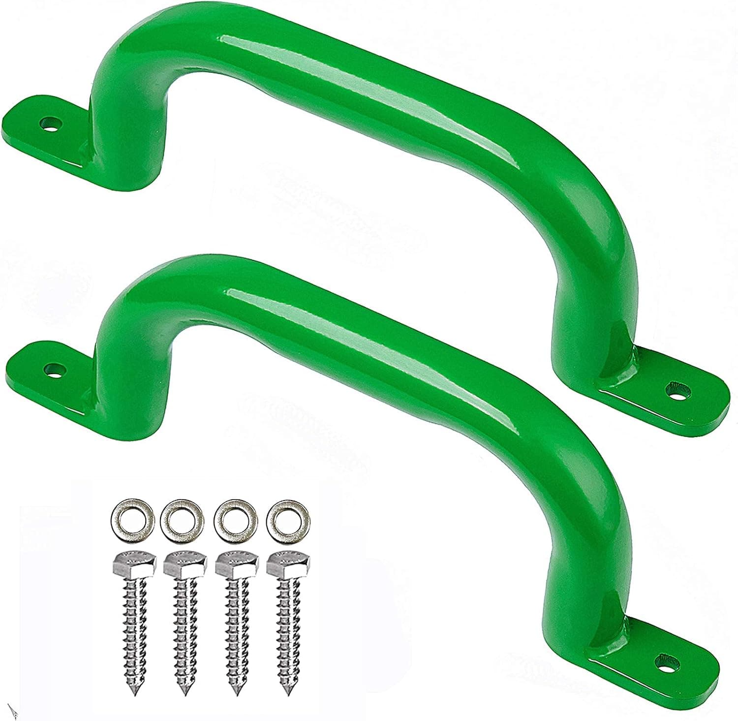 Purife 10'' Metal Playground Safety Handles Green (Pair-500LBS), Playground Grab Handles, Playset Handles Backyard, Hand Grip for Playhouse,Treehouse, Jungle Gym, Climbing Wall, Swing Set Accessories