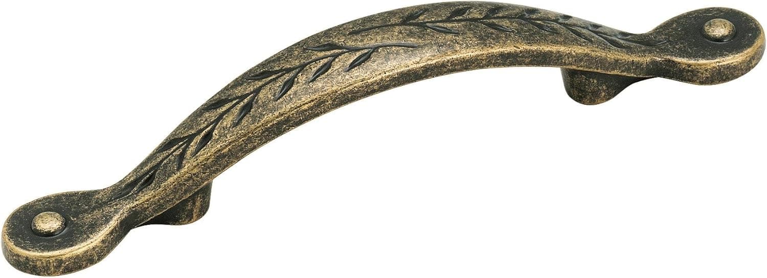 Amerock | Cabinet Pull | Weathered Brass | 3 inch (76 mm) Center to Center | Nature's Splendor | 1 Pack | Drawer Pull | Drawer Handle | Cabinet Hardware
