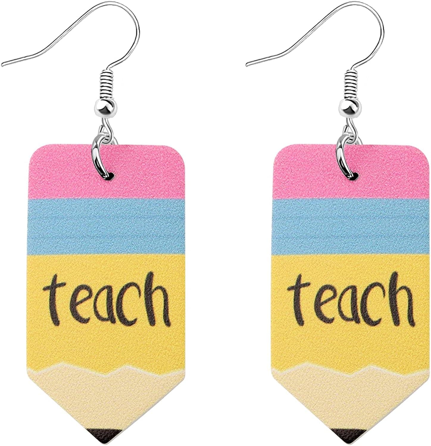 POTIY Leather Earrings Teardrop Dangle Earrings Nurse Pencil Earrings Teacher Earrings Gift for Teacher's Day