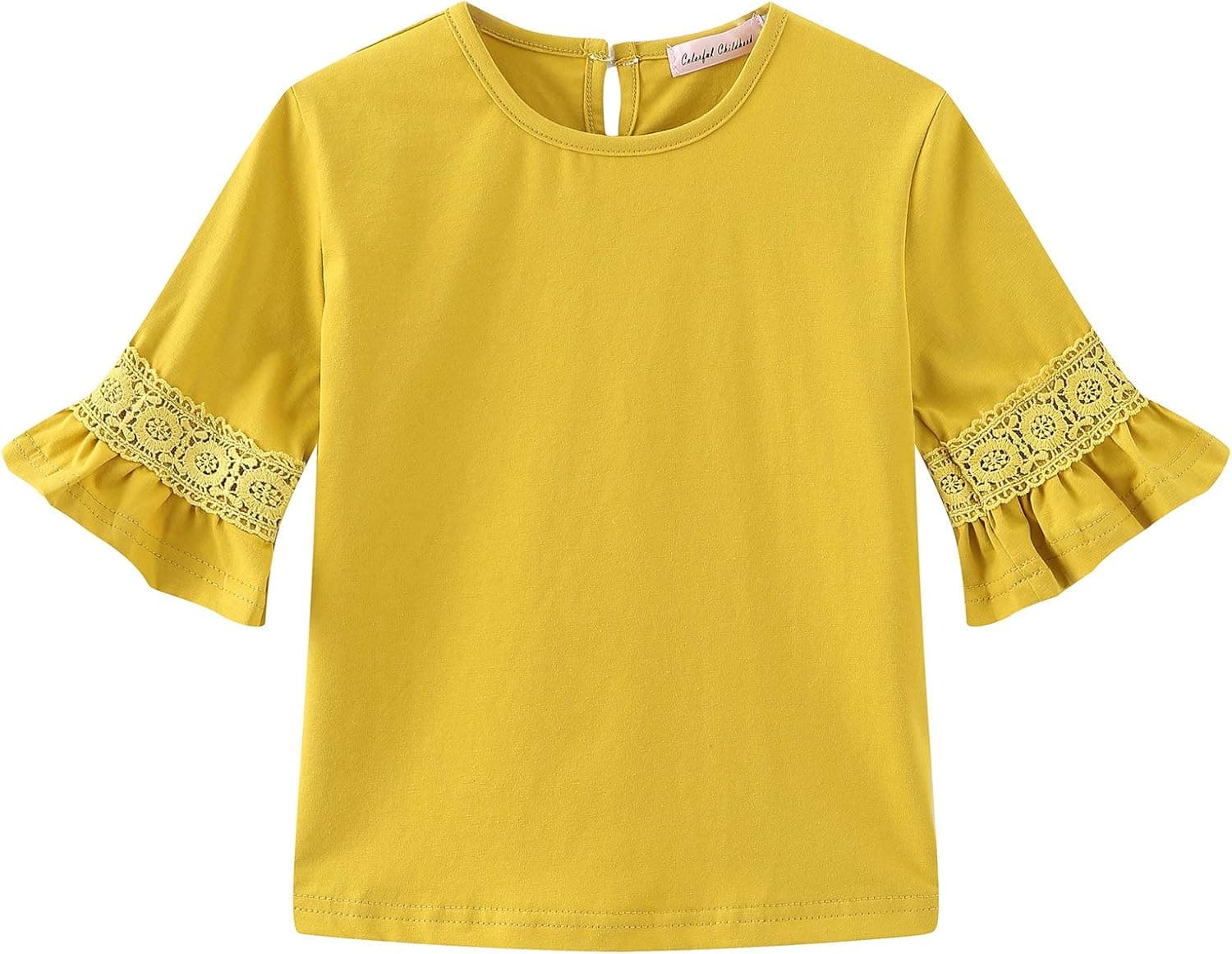 Colorful Childhood Little Girls Ruffle Bat T Shirt Autumn Princess Girl Blouses Spring Tops
