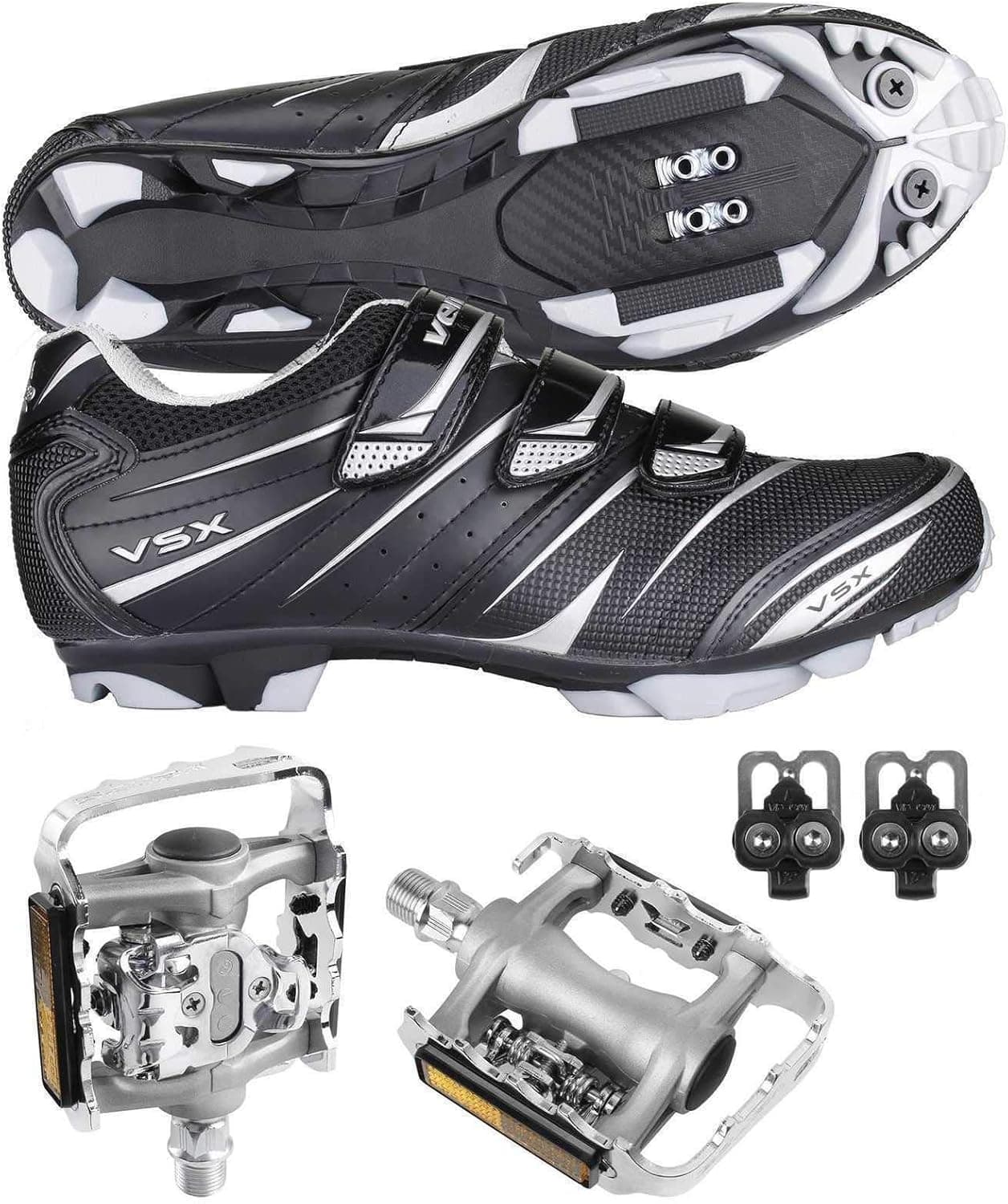 Venzo Mountain Bike Bicycle Cycling Compatible with Shimano SPD Shoes + Multi-Use Pedals 41