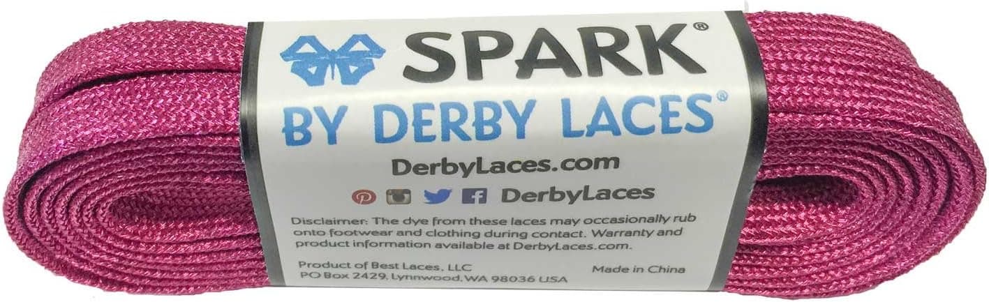 Derby Laces Pink 96 Inch Spark Skate Lace for Roller Derby, Hockey and Ice Skates, and Boots