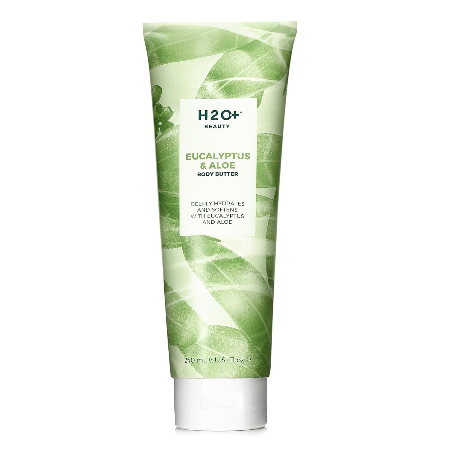 Body Butter, Moisturizing Lotion for Dry Skin, Eucalyptus & Aloe with Coconut Butter, 8 Oz | H2O+ Body Care | Luxury Beauty