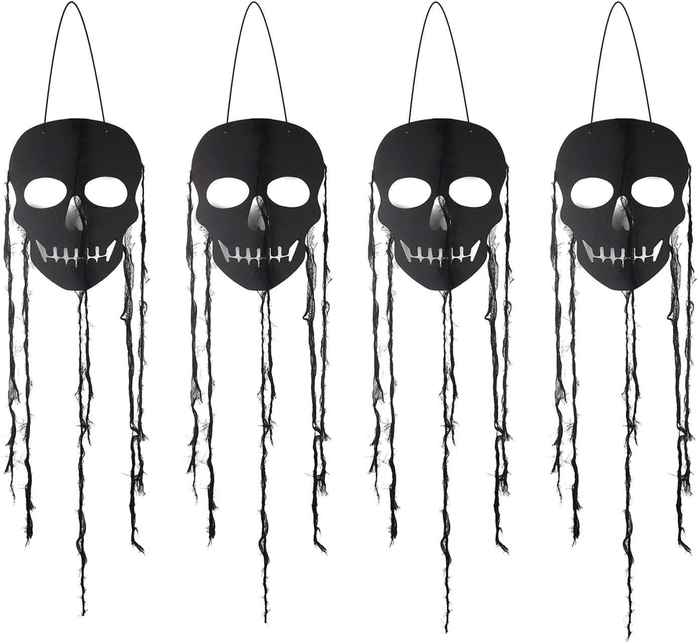 TUPARKA 4 pcs Halloween Hanging Skull Decorations Skull Head Door Wall Porch Ceiling Decorations Halloween Props