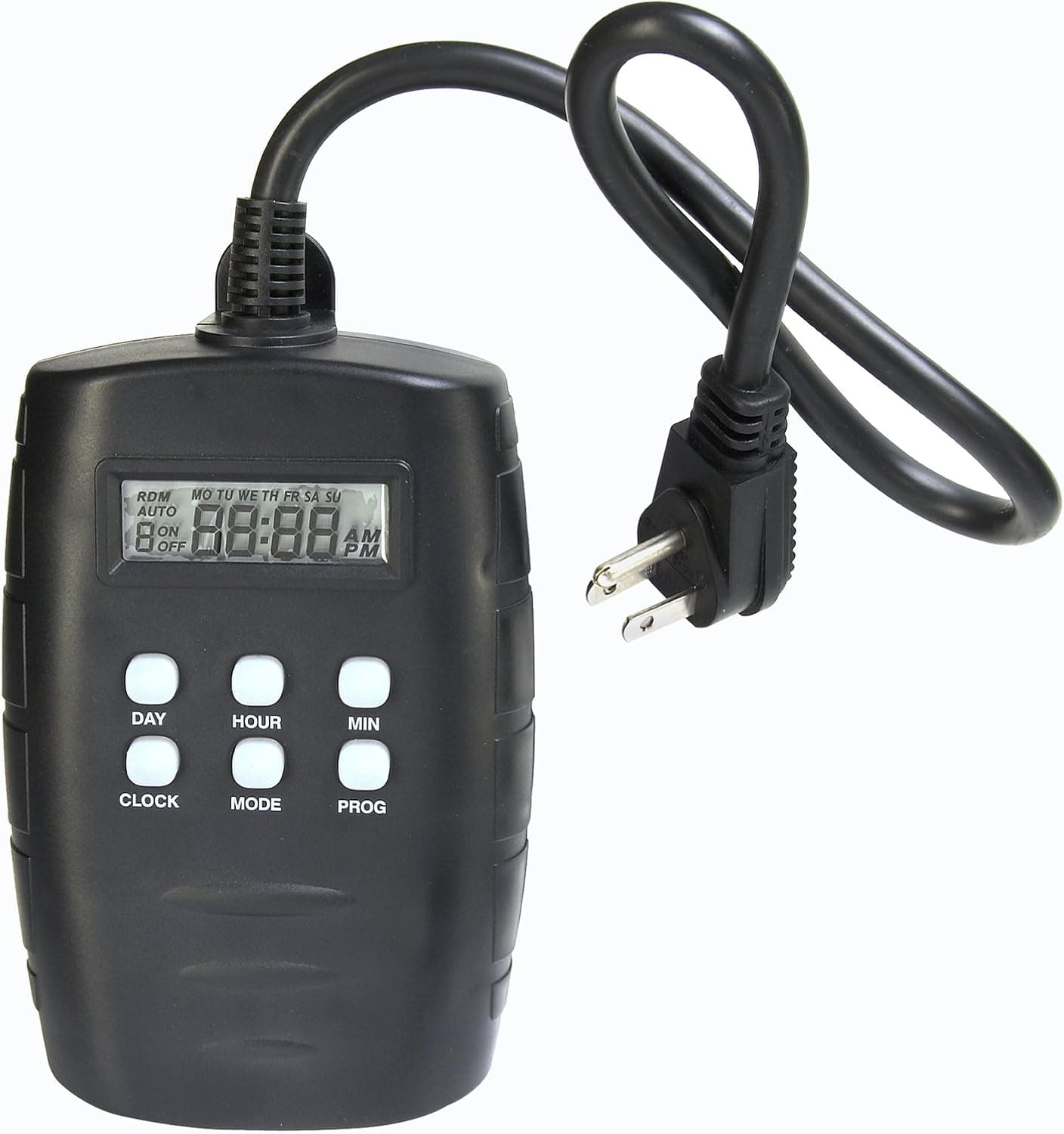 Westek TM15DOLB 2 Outlet Digital Outdoor Timer with Grounded Outlets, Black