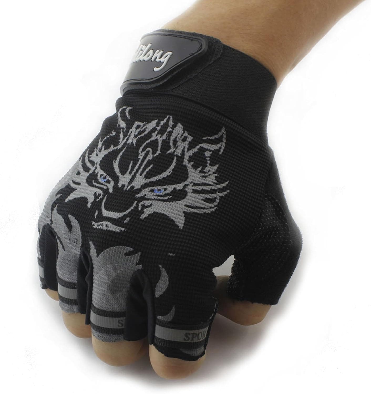 Wolf Mens Sports Training Shooting Biker Mototcycle Driving Fingerless Gloves F2