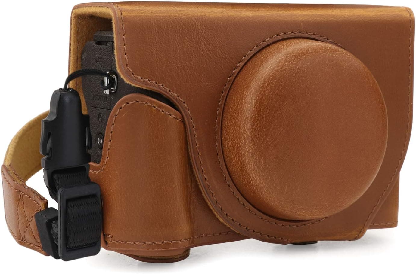 MegaGear Ever Ready Leather Camera Case Compatible with Canon PowerShot G5 X Mark II