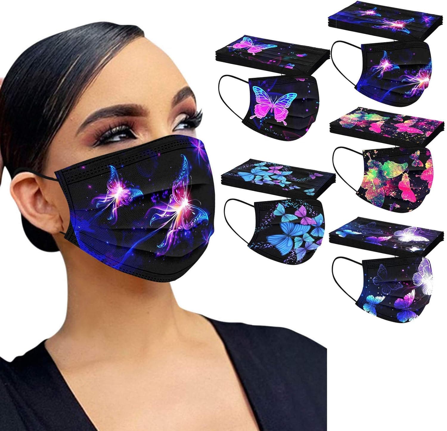 50Pcs Adult Christmas Disposable_Face_Mäsks for Party/Outdoor,Halloween Party Decorations,3-ply Breathable Face Protection Pads,High Filtration and Ventilation (G)