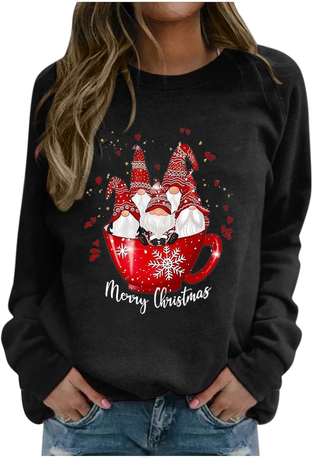 Women Casual Sweatshirts, Women's Fashion Merry Christmas Print Long-sleeved Hooded Sweatshirt Casual Blouse Pullover