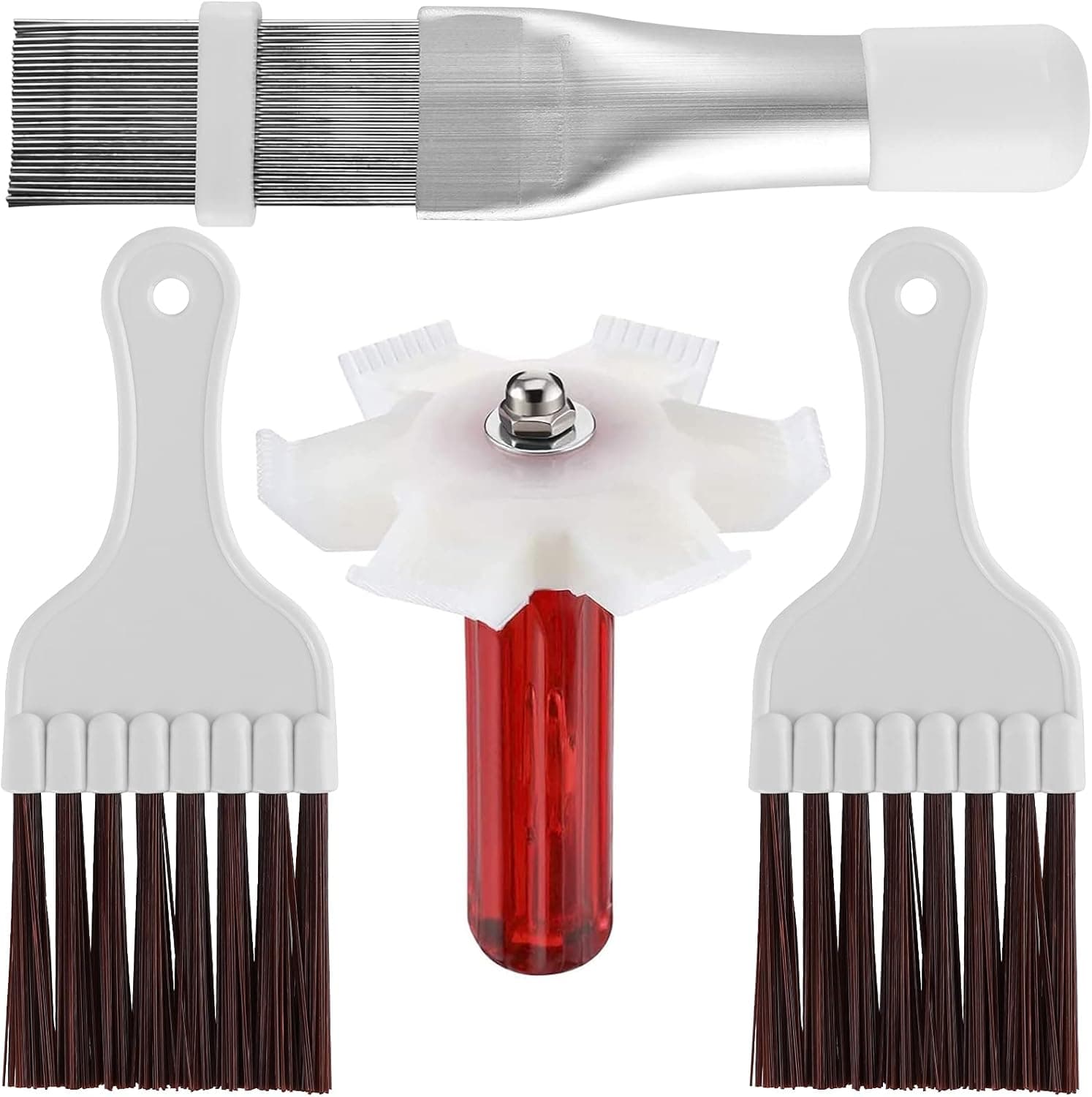 KINMAD 4 Pieces Air Conditioner Condenser Fin Cleaning Brush Coil Condenser Fin Straightener Comb Stainless Steel Air Refrigerator Fin Cleaner Whisk Brush