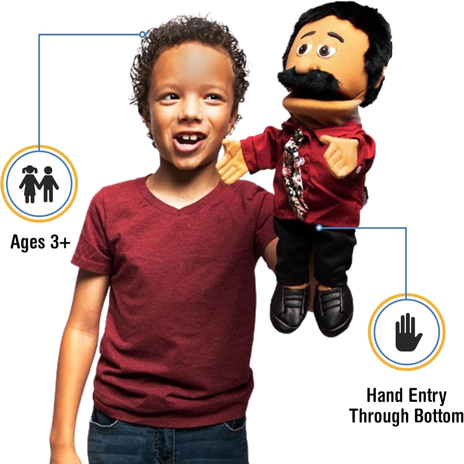 14" Carlos, Hispanic Dad/Businessman, Hand Puppet