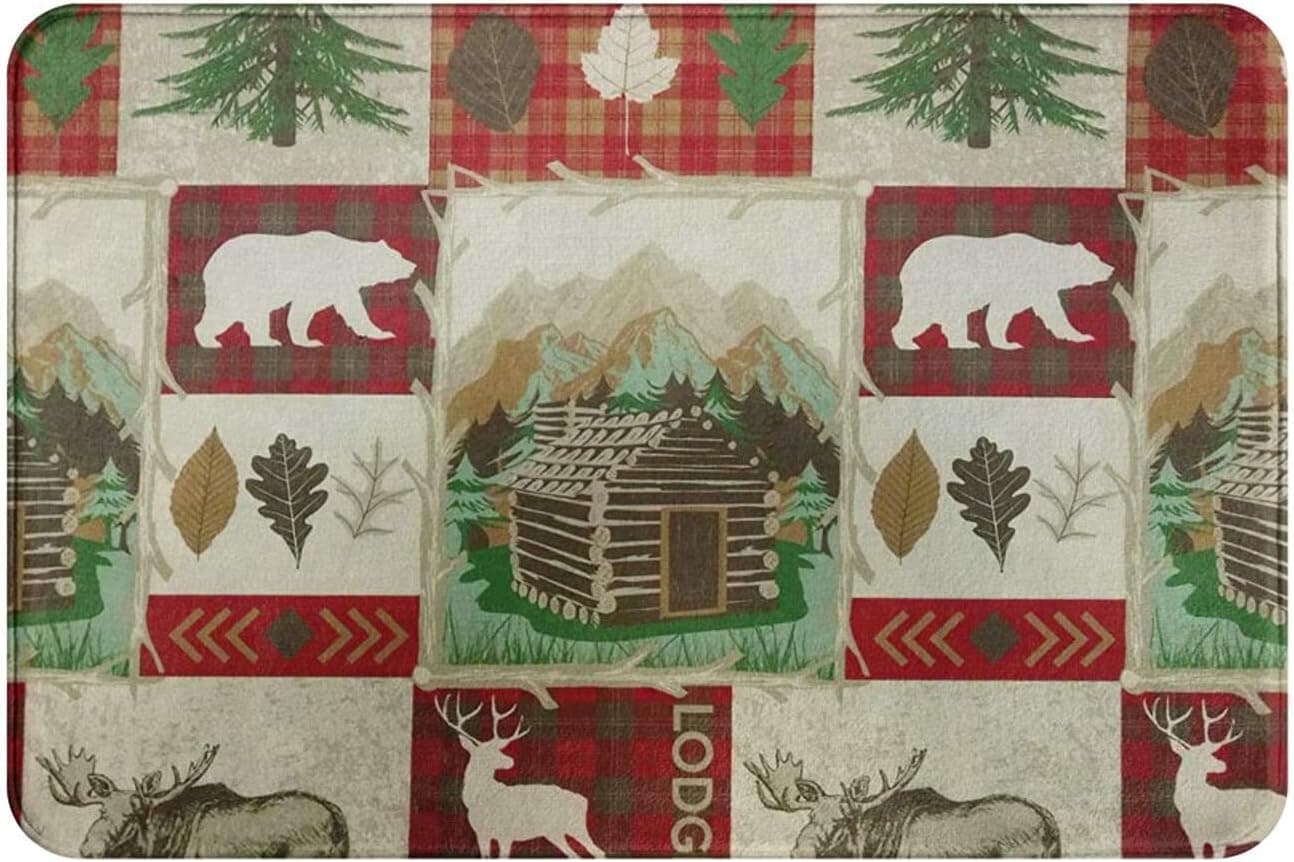 Bear Bathroom Rug Deer Bath Mat Non Slip Soft Comfortable Water Absorption Doormat 24x16 Inch