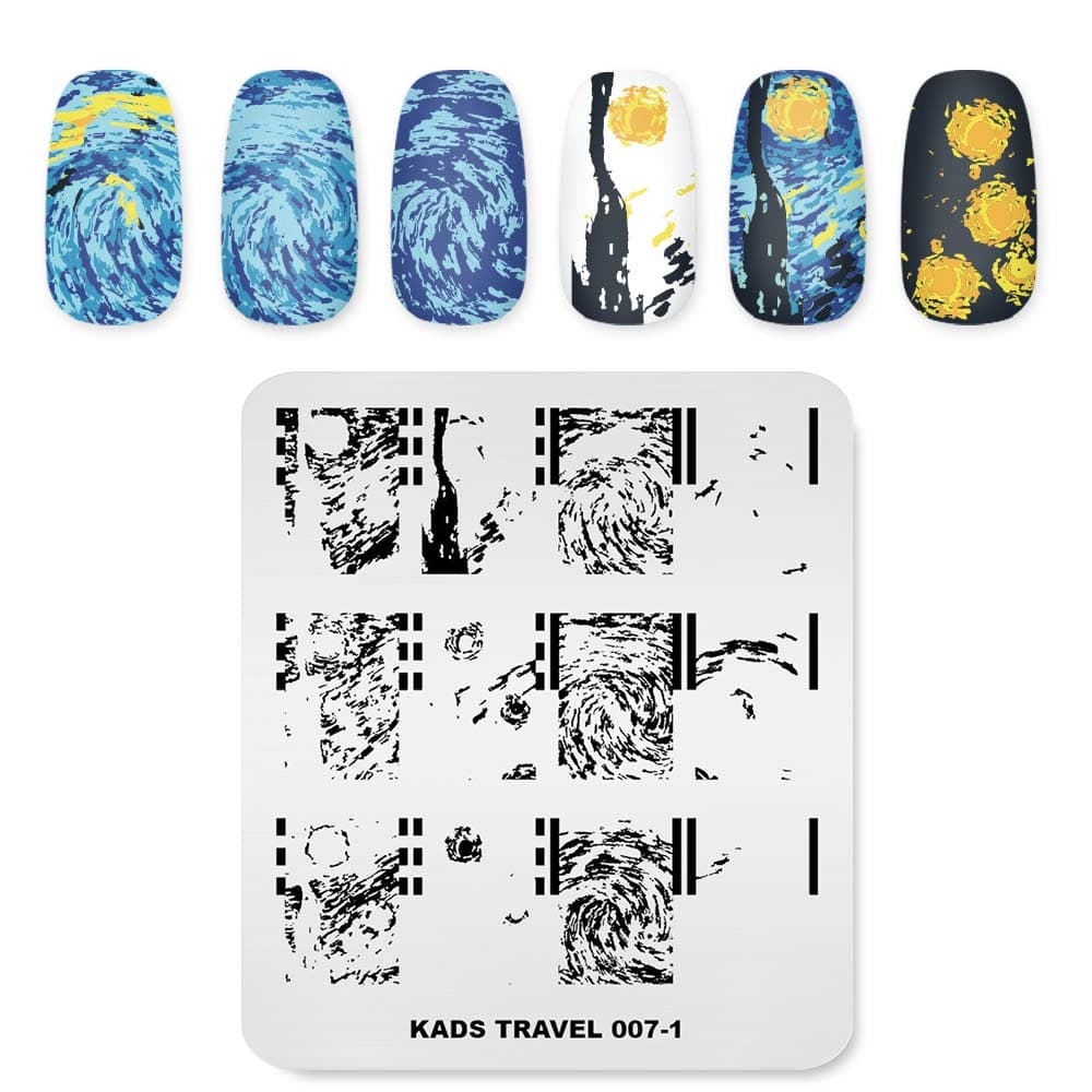 KADS Nail Stamping Plate Starry Night Nail Art Stamp Template DIY Image Template Manicure Stamping Plate Stencil Tools (TR007-1)