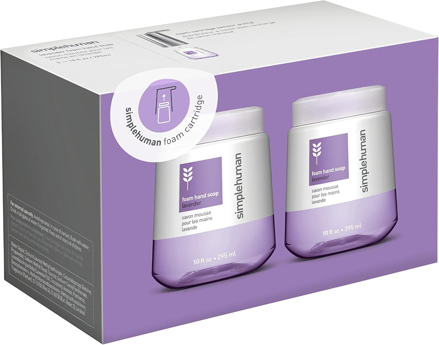 simplehuman CT1031 10 Fl. Oz Cartridges Lavender Foam Hand Soap, 2 Pack