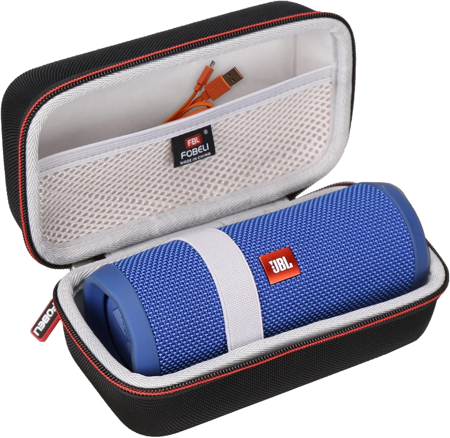FBLFOBELI Hard EVA Carrying Case for JBL Flip 4/ Flip 3 Portable Bluetooth Speaker, with Mesh Pocket for USB Cable and Accessories, Durable Travel Box (Case Only)