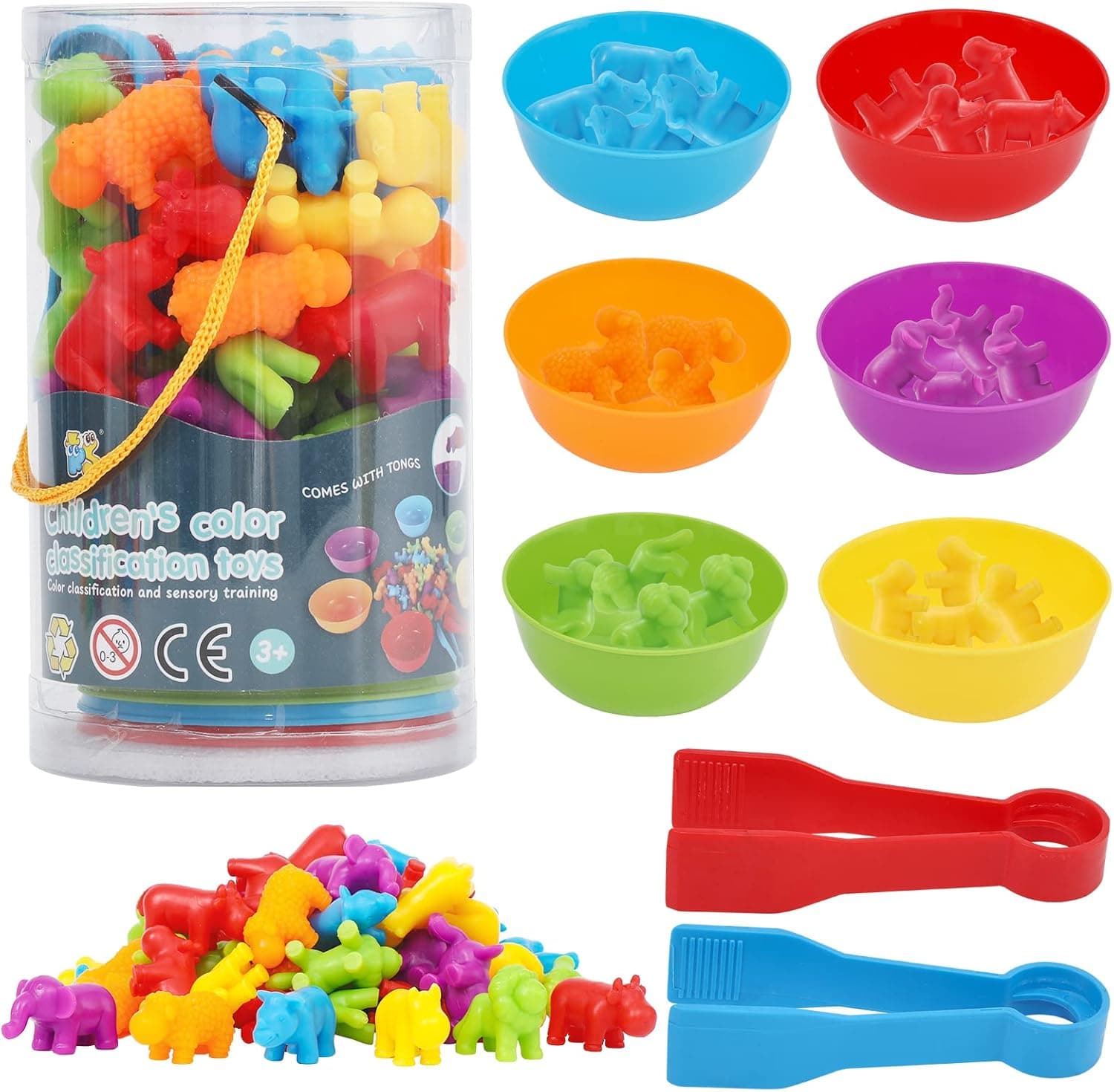 Counting Animals Toys for Kids Preschool Learning Activities Toys with Sorting Bowls Sensory Color Classification Game Set Early Learning Toddler Montessori Educational Toys for 3+ Years Old