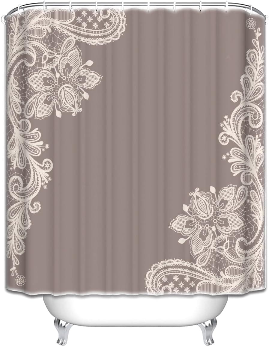 Prime Leader Ornamental Lace Background Shower Curtain,Extra Long Bath Decorations Bathroom Decor Sets with Hooks Polyester Fabric Shower Curtains 72"(w) x 84"(h)