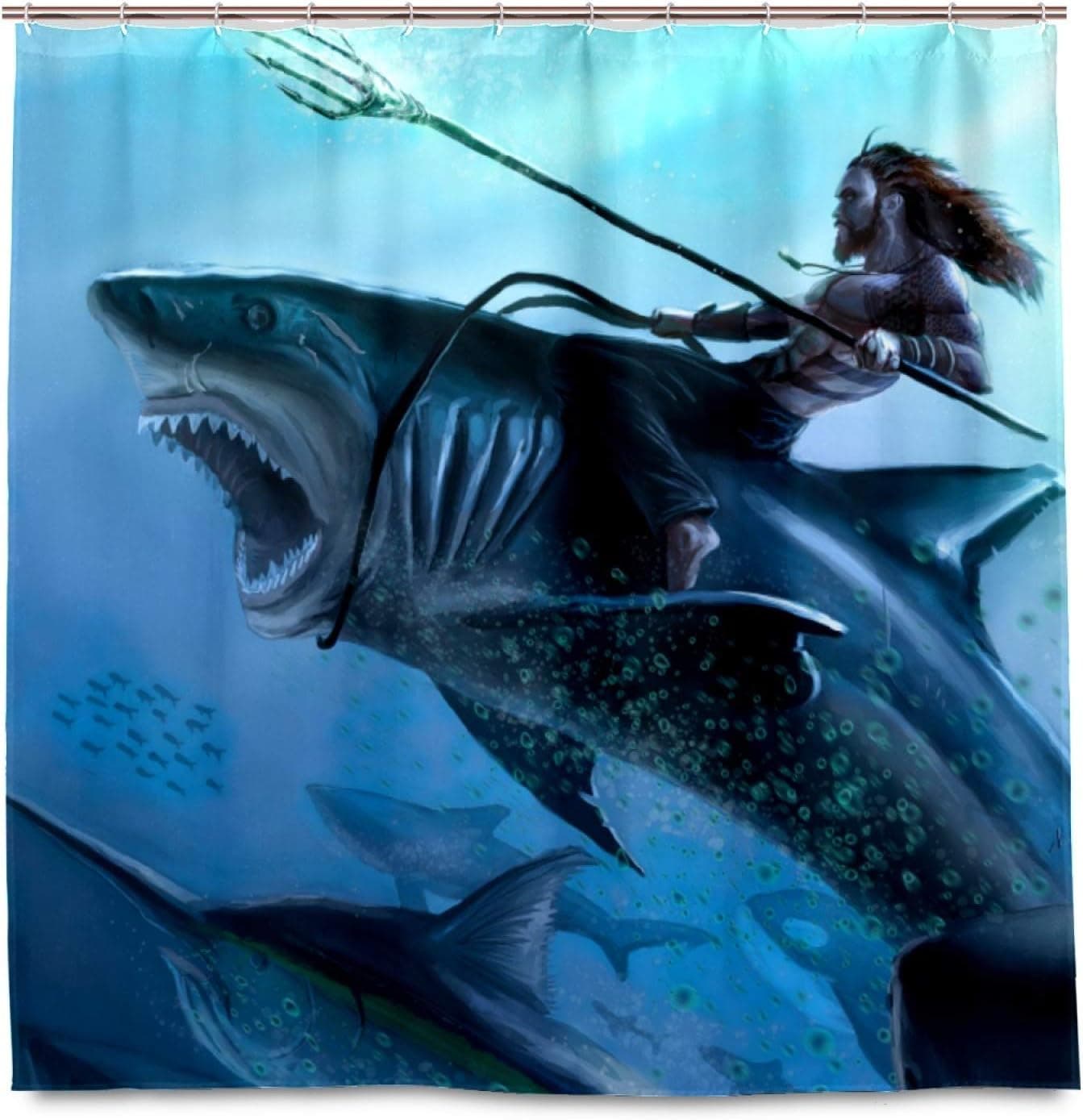 GCOCL Funny Shark Shower Curtain,Decorative Bathroom Accessories with 12 Hooks,Waterproof,Unique 3D Printing, Reinforced Metal Grommets, 72x72 Inches