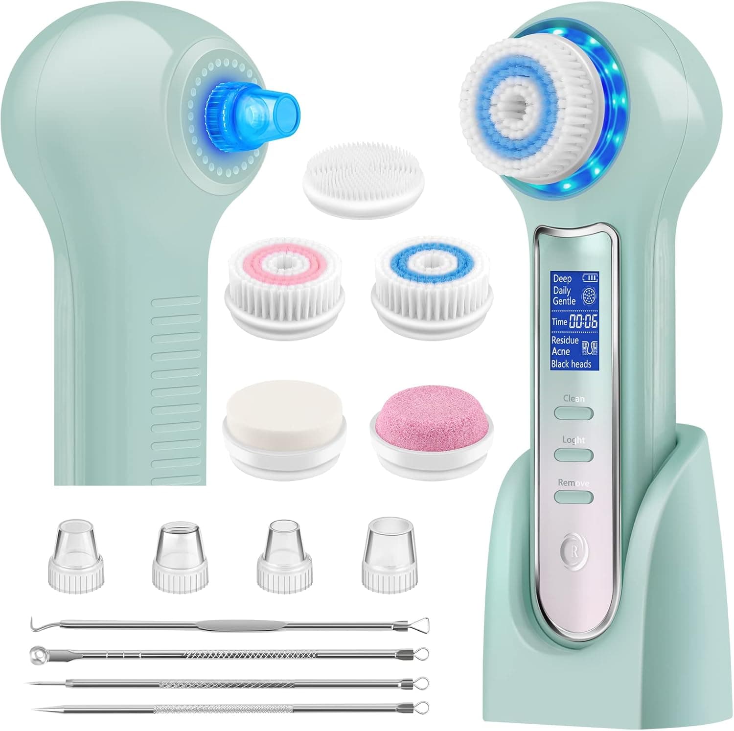 Facial Cleansing Brush Rechargeable,Blackhead Remover Vacuum Tool,IPX7 Waterproof 3 in 1 Face Scrubber for Exfoliating, Massaging and Deep Pore Cleansing