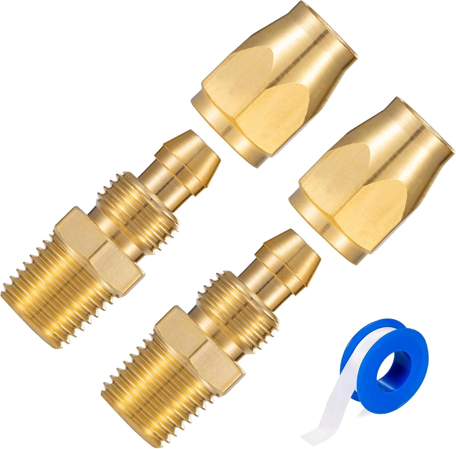 Breezliy Premium Solid Brass 2PCS Reusable Replacement Fitting For 3/8-Inch ID Hose,1/4-Inch NPT Rigid