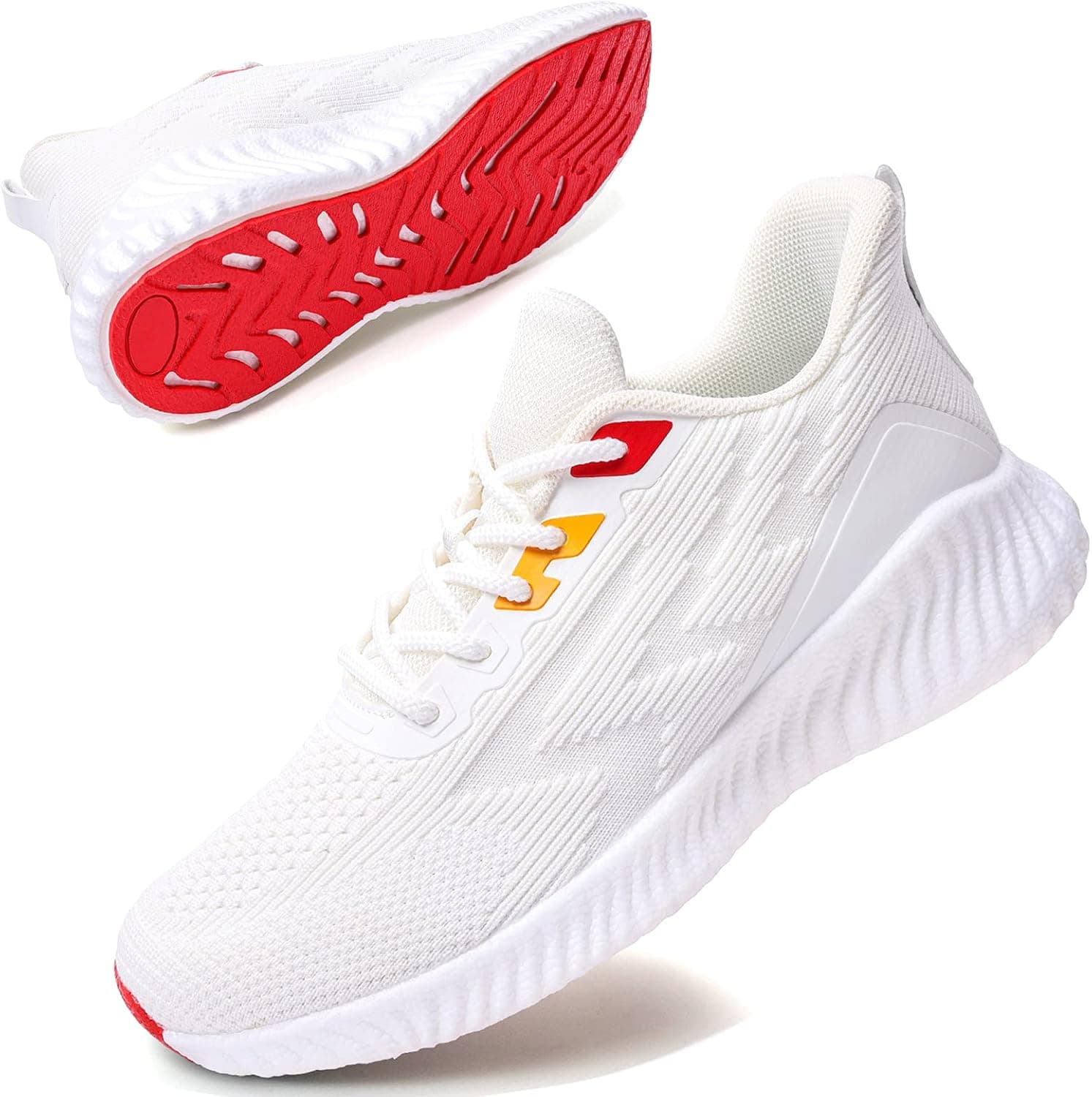 Akk Womens Tennis Shoes - Jogging Athletic Running Shoes Comfortable Breathable Mesh Non Slip Sports Nurse Sneakers for Gym Indoor White US 6.5