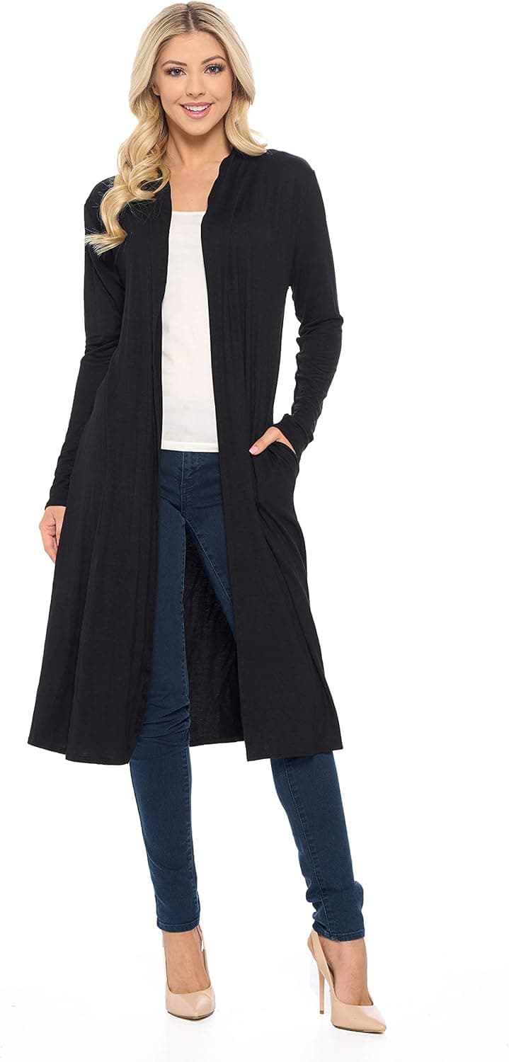 Issac Liev Isaac Liev Trendy Extra Long Duster Soft Lightweight Cardigan - Made in The USA