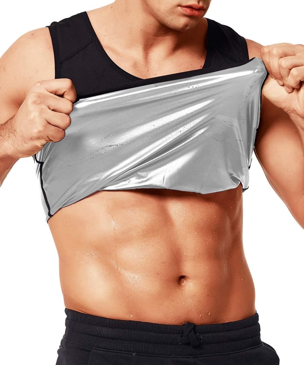 QUAFORT Sweat Sauna Vest for Men Body Shaper Waist Trainer Workout Heat Trapping Polymer Shirt Pullover Tank Top