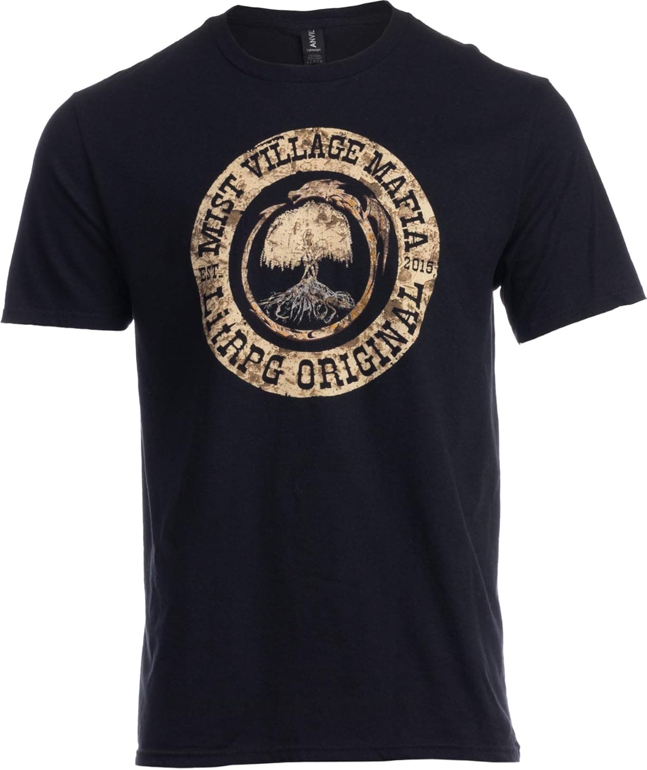 Mist Village Mafia Patch | Officially Licensed The Land: Chaos Seeds LitRPG Aleron Kong Unisex Men T-Shirt-(Adult,3XL) Black