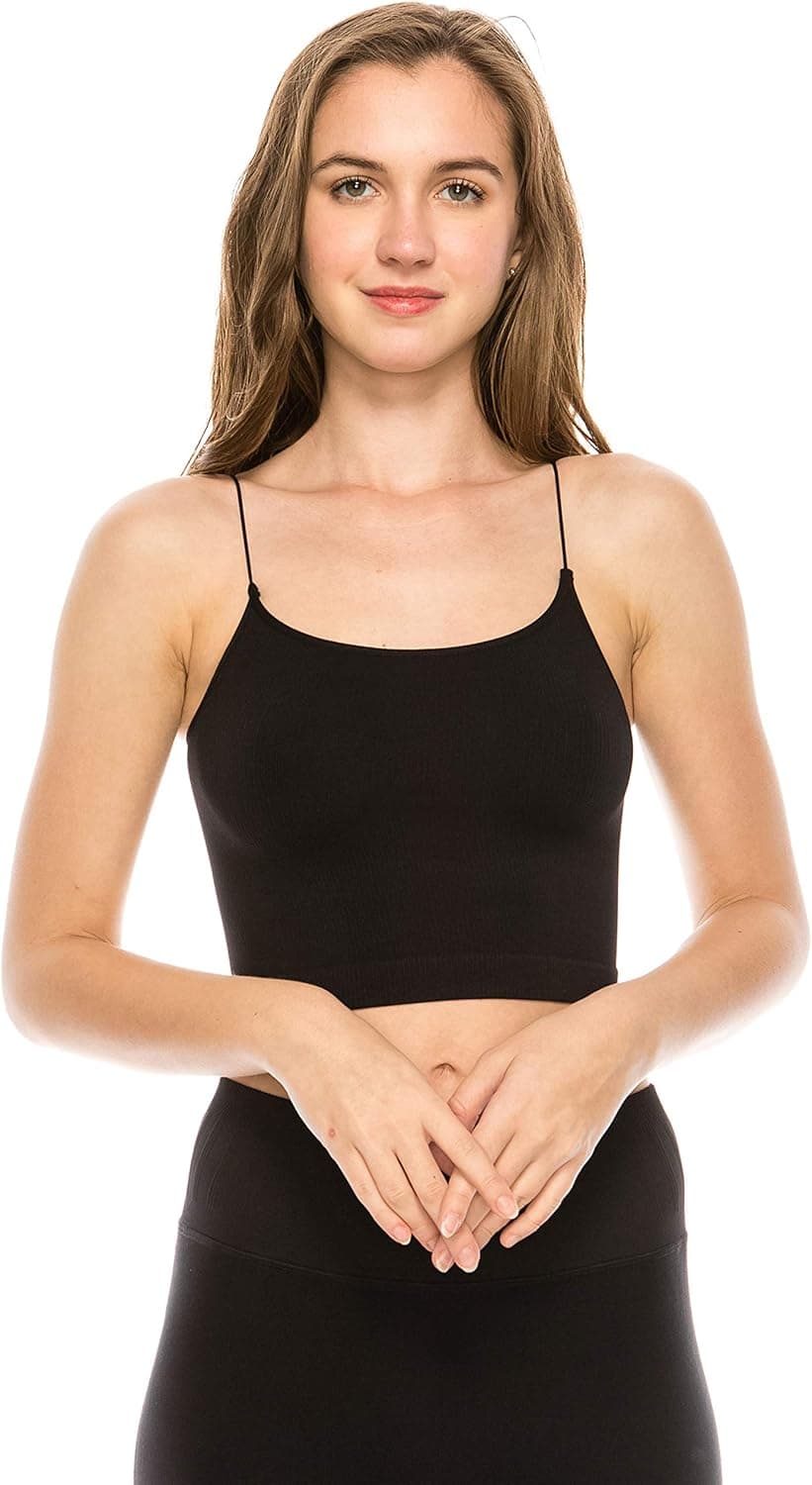 Kurve Amerian Made Skinny Strap Crop Bra Cami, UV Protective Fabric UPF 50+ (Made with Love in The USA)