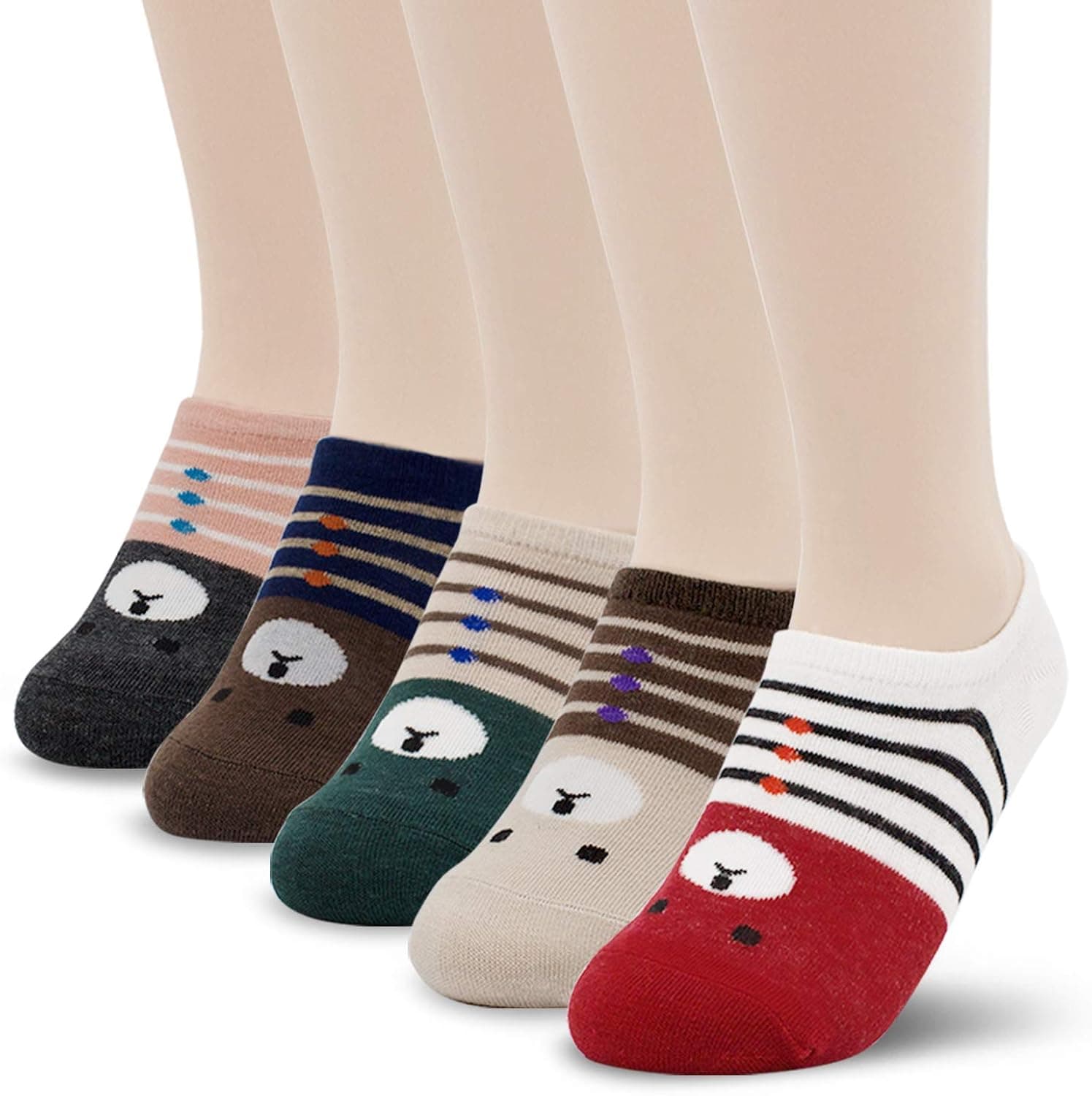 Jinny's Shoppe Cute Cotton Crew Funny Aesthetic Novelty Colorful Comfortable Warm Heart Ankle Socks for Women Teens Girls