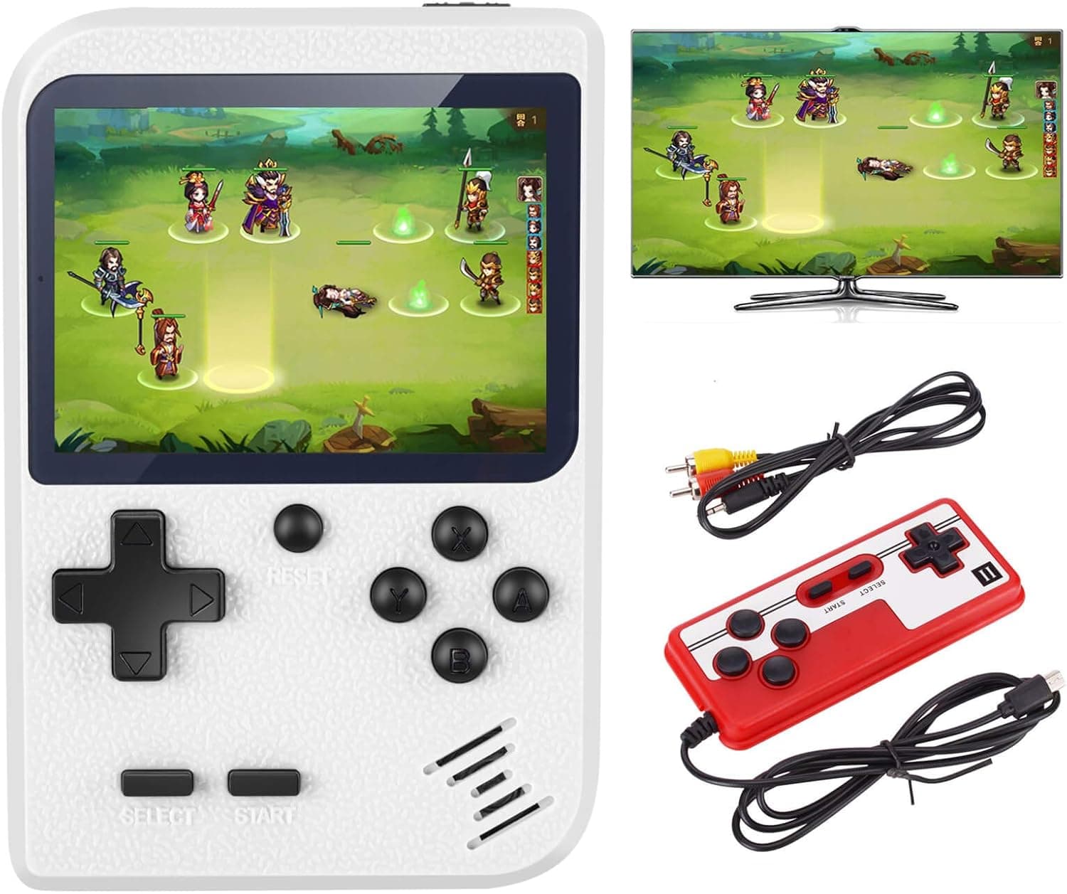 VanBasic Handheld Game Console, TV Video Game Retro Mini Game Player Travel Game with 400 Classical FC Games 3.0 Inch Color Screen Two Players Boy Games Xmas Gift for Kids and Adult White