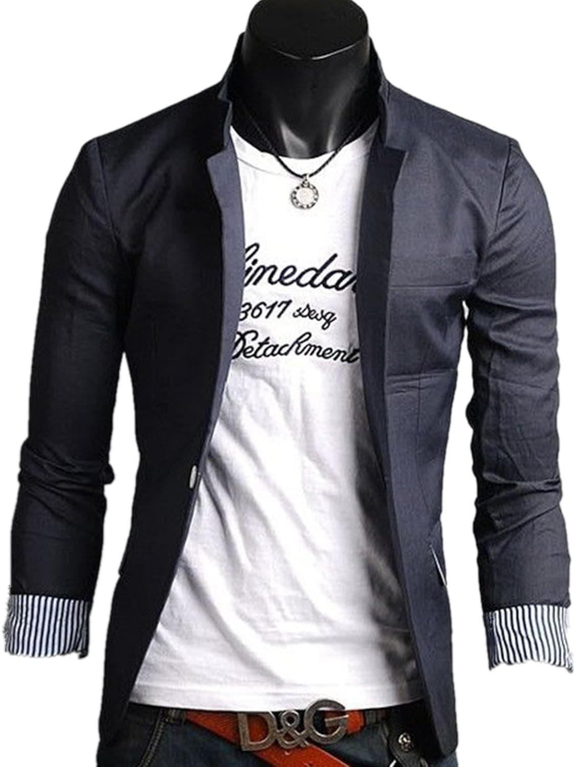 Genluna Men's Slim Fit Stylish Casual One Button Suit Coat Jacket Blazers