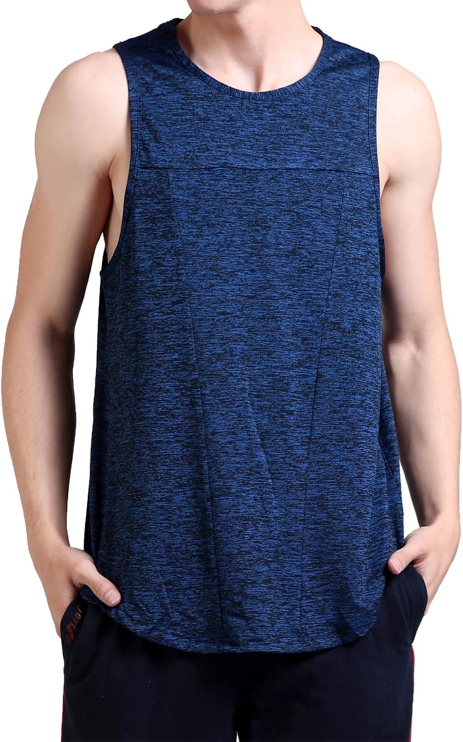 CHKOKKO Sleeveless Dryfit Gym Fitness Bodybuilding Jersey Tank Tops for Men Workout Blue 2XL