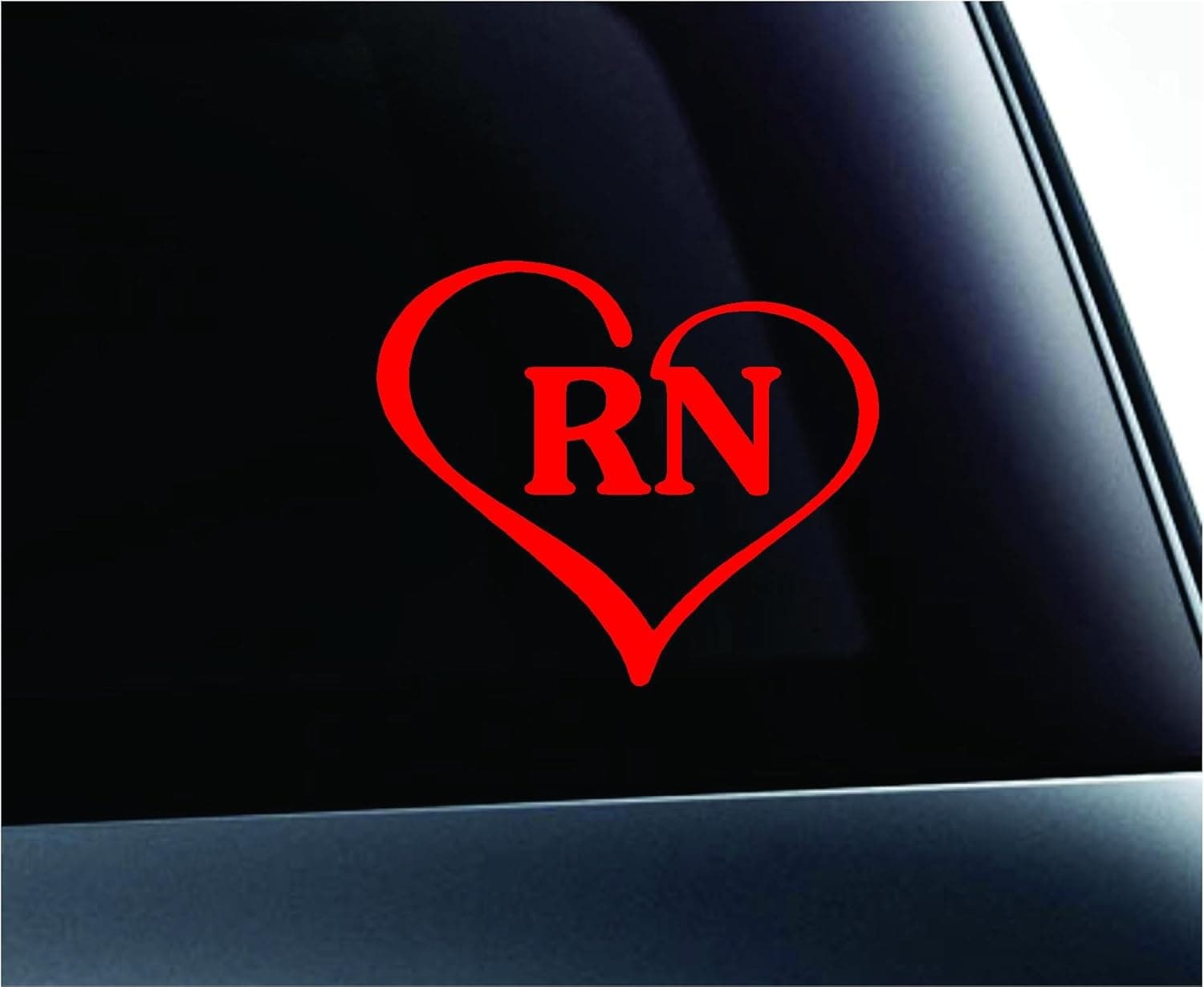 ExpressDecor Heart with Rn Text Nurse Hospital Love Life Symbol Decal Family Love Car Truck Sticker Window (Red)